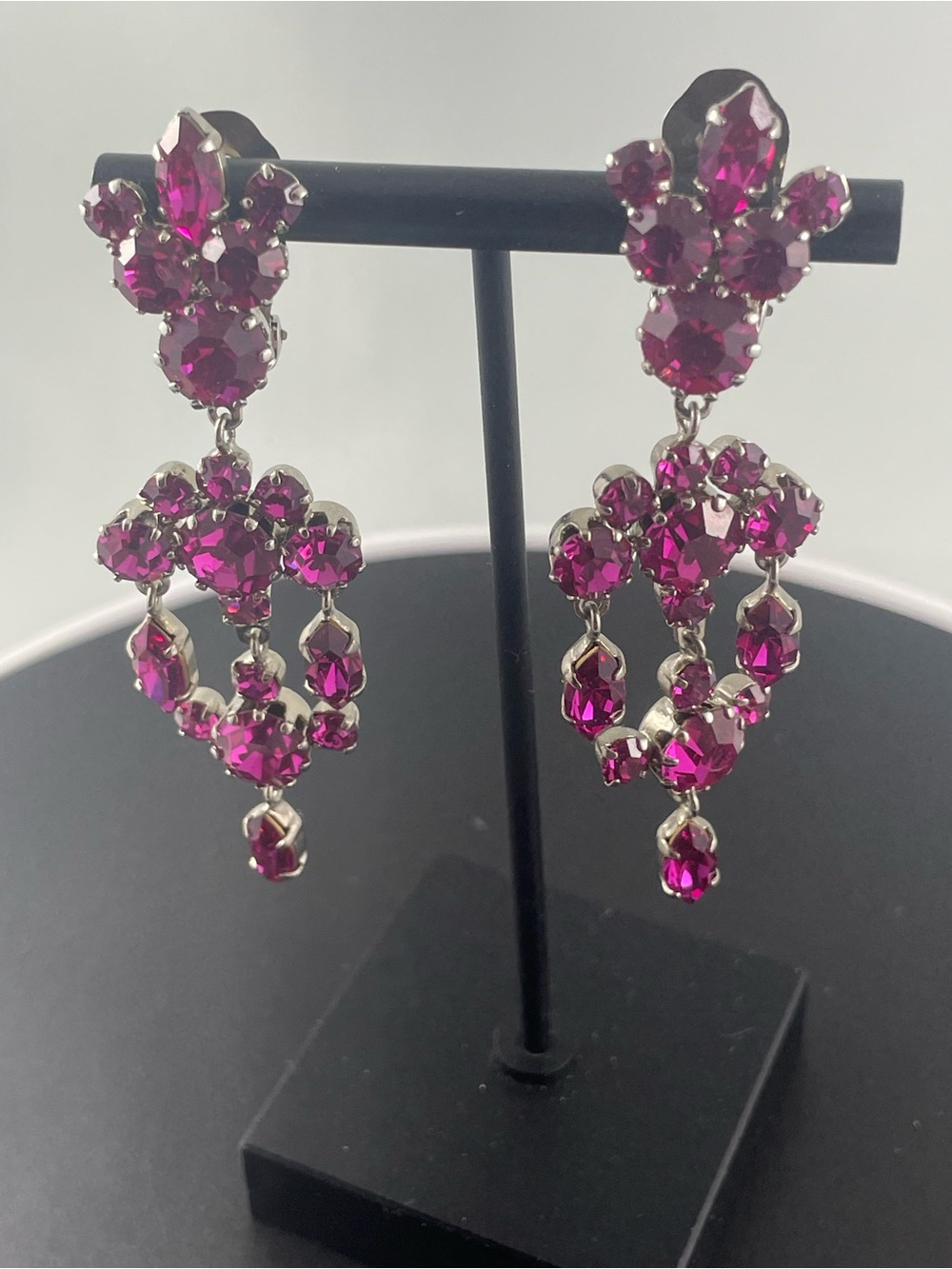 Fuchsia Crystal Chandelier Earrings